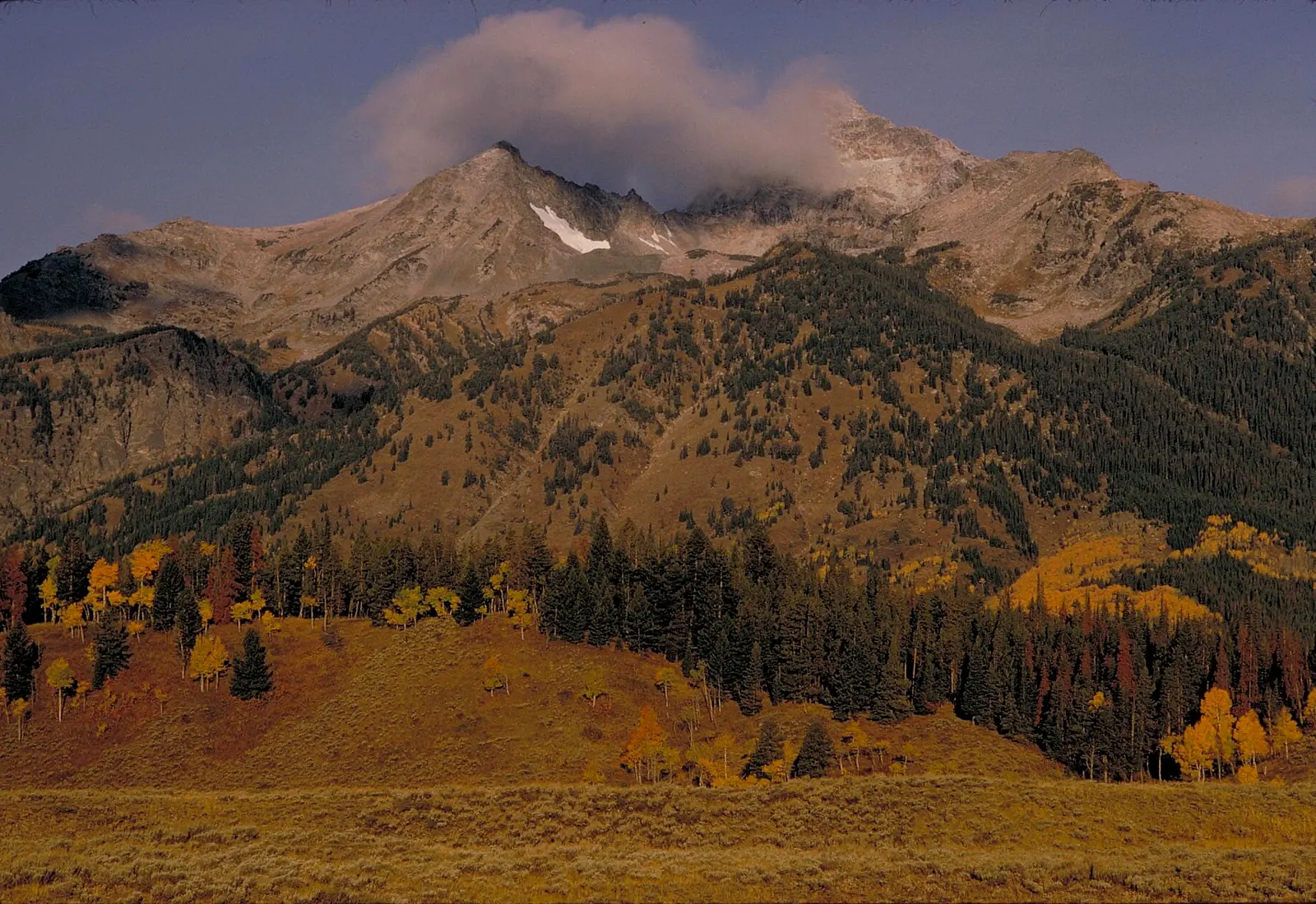 First light on the mountain front above camp